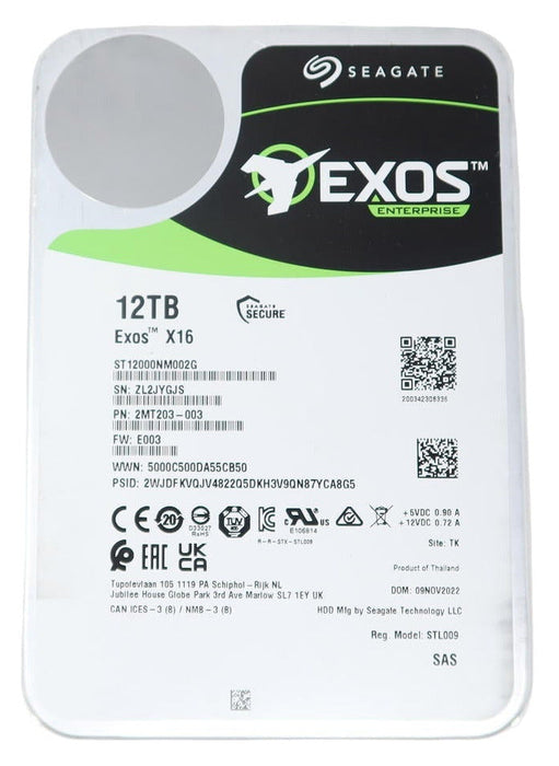 Seagate ST12000NM002G X16 12TB 3.5 12Gb/s SAS Hard drive