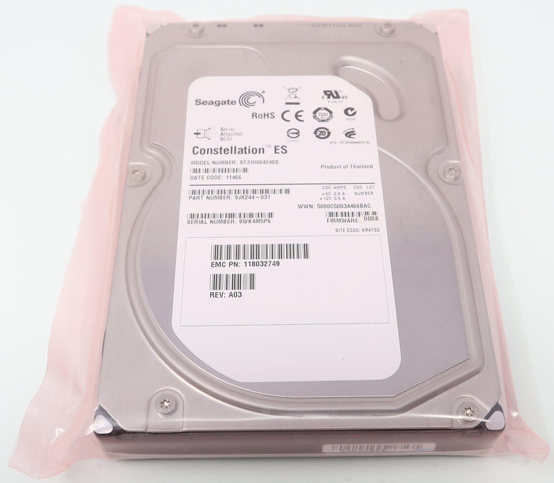 ST31000424SS Seagate 1TB 7.2K 16M 6Gbps SAS 3.5 Server Hard Drive