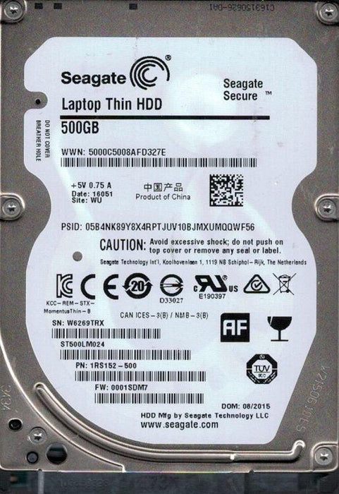 ST500LM024 Seagate Thin 500GB 7200RPM 6Gb/s 32MB 2.5" SATA Laptop Hard Drive