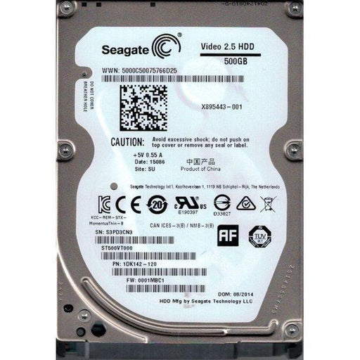 ST500VT000 — Seagate Video 500GB 5.4K 3Gb/s 16MB 2.5" SATA Hard D