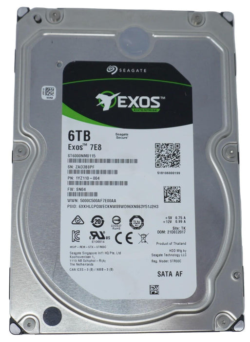 ST6000NM0115 Seagate 6TB 7.2K RPM 6Gb/s 3.5"SATA Hard Drive