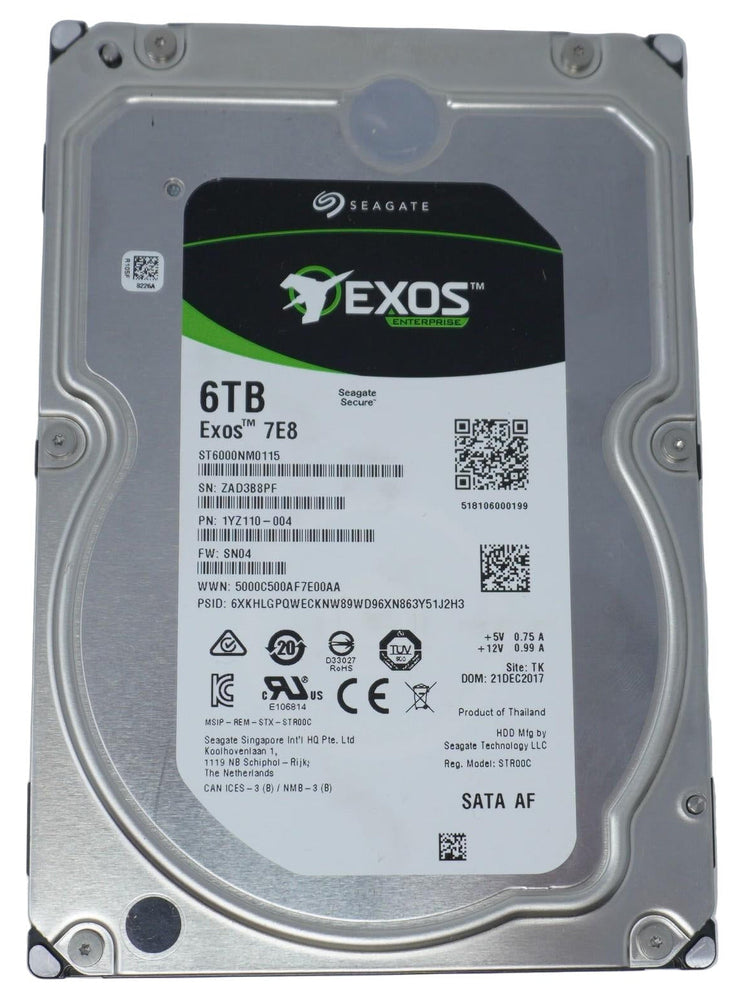 ST6000NM0115 Seagate 6TB 7.2K RPM 6Gb/s 3.5"SATA Hard Drive