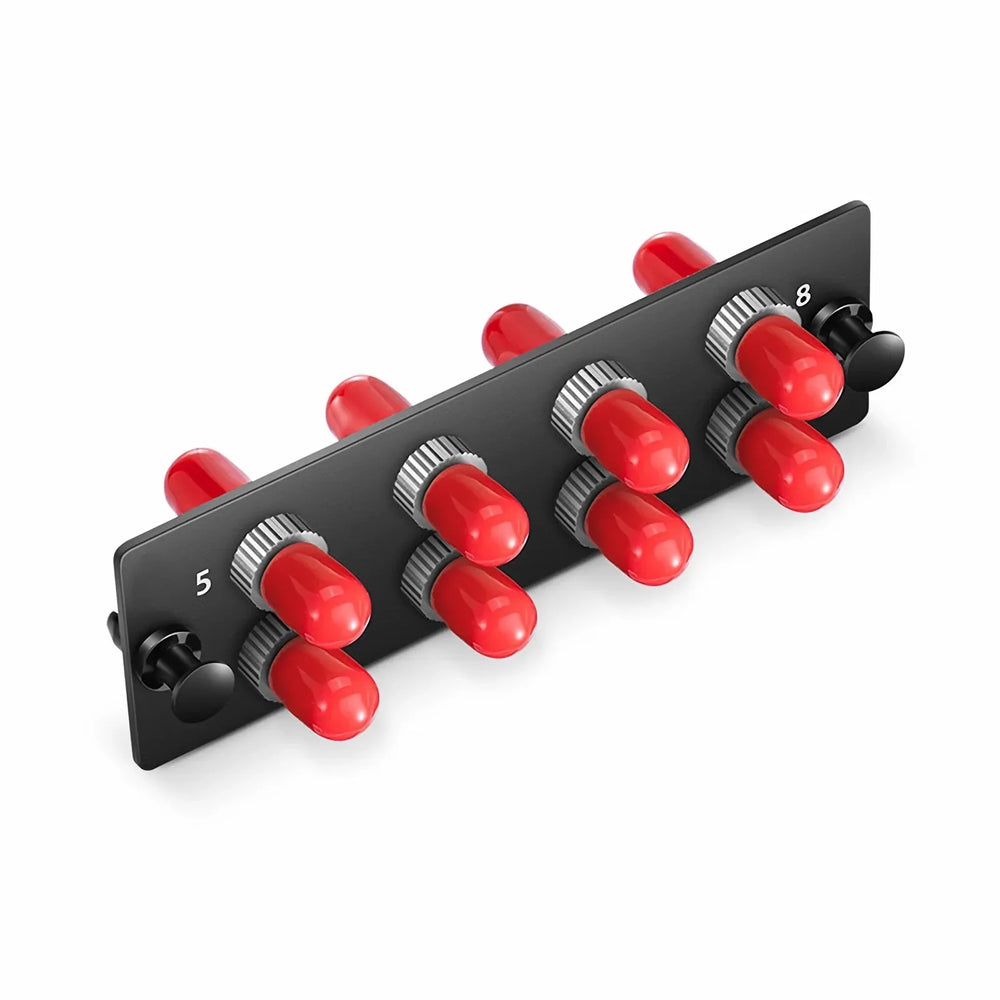 FHD™ Fiber Adapter Panel, 8 Fibers OS2 Single Mode, 8 x ST Simplex (Plated) Adapter, Ceramic Sleeve