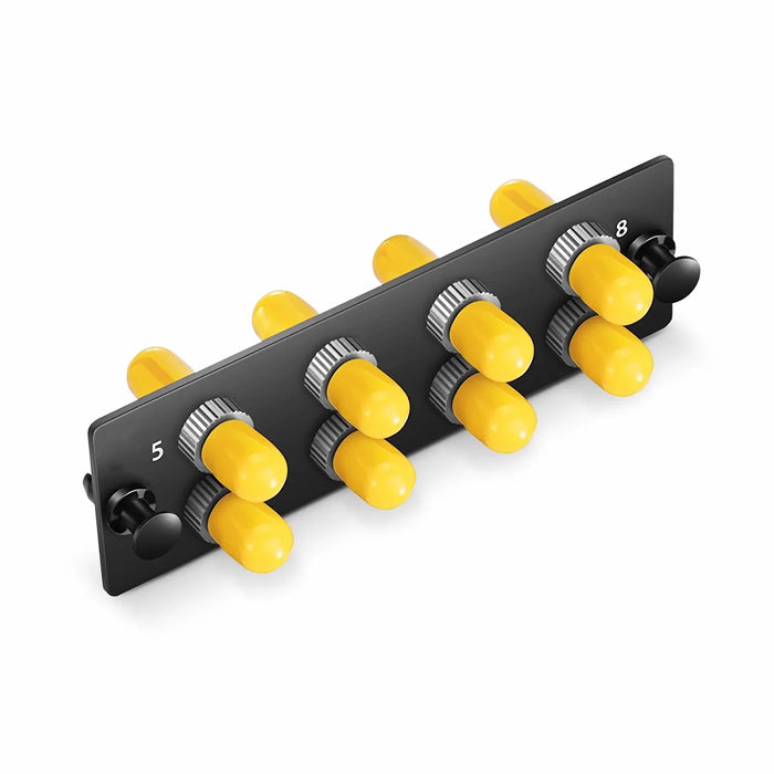 FHD Fiber Adapter Panel, 8 Fibers OM3/OM4 Multimode, 8 x ST Simplex (Plated) Adapter, Ceramic Sleeve