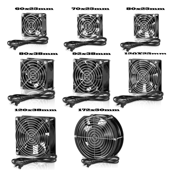 SXDOOL EC Axial Fan AC 115/230V 60mm / 70mm / 80mm / 92mm / 120mm / 172mm Series with Power Cord