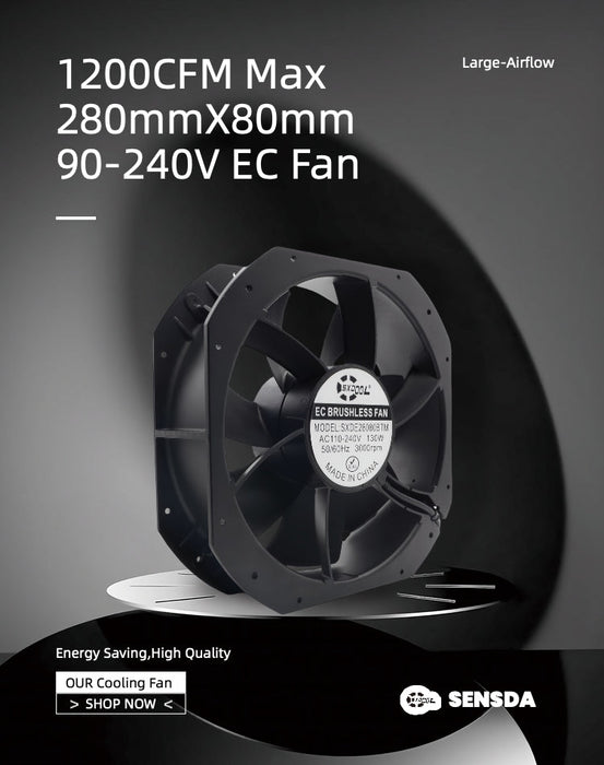 SXDOOL SXDE28080BTM EC Axial Fan 280x280x80mm AC 90-240V 130W