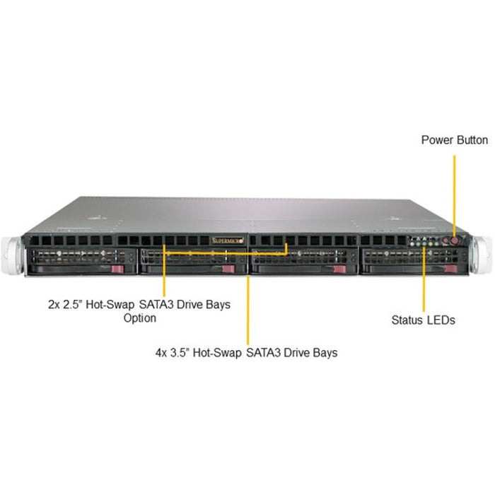 Supermicro SuperServer SYS-5019C-MR 1U Intel Xeon E 6-Core 128GB Server