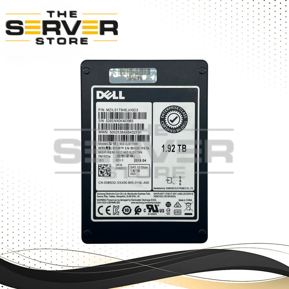Samsung 1.92TB SAS 12G RI SFF 2.5" SSD PM1633a Series MZILS1T9B MZILS1T9HEJH0D3