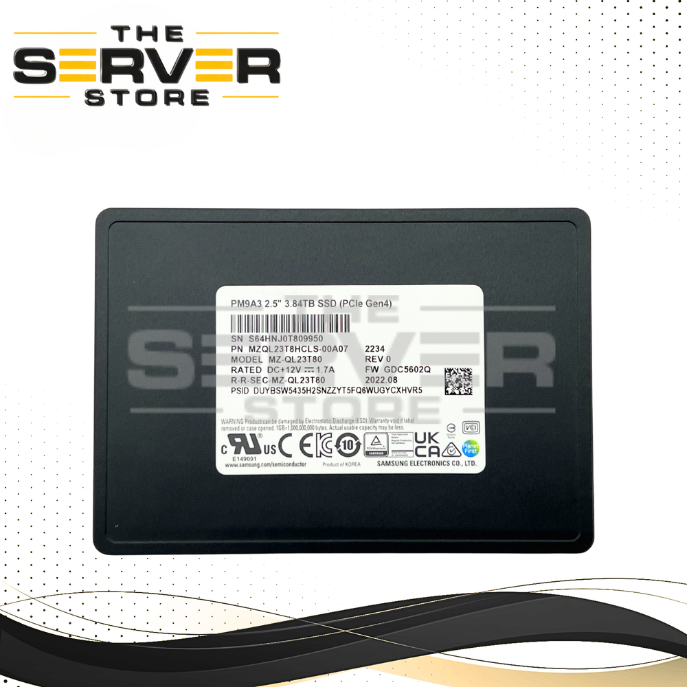 Samsung 3.84TB NVMe x4 U.2 RI 2.5" SED SSD PM9A3 MZ-QL23T80 MZQL23T8HCLS-00A07