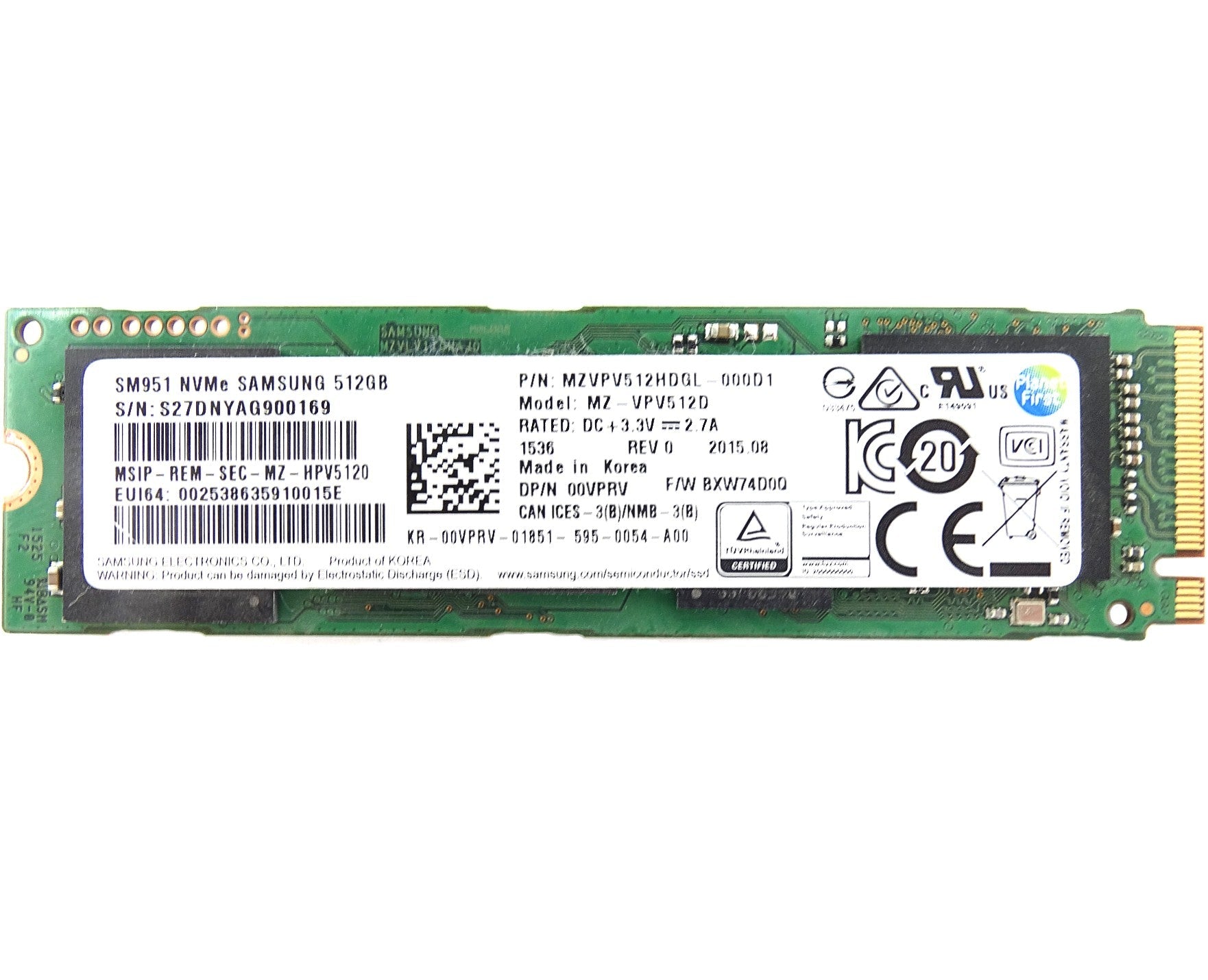 Samsung 512GB M.2 SSD MZ-MPD512D MZMPD512HAGL-000D1 SM841 (0VPRV)