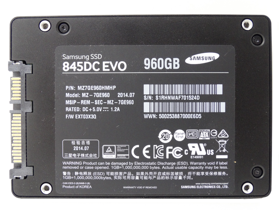 Samsung 845DC EVO Series 960GB TLC SATA 6Gbps 2.5'' SSD Solid State Drive (MZ-7GE960)