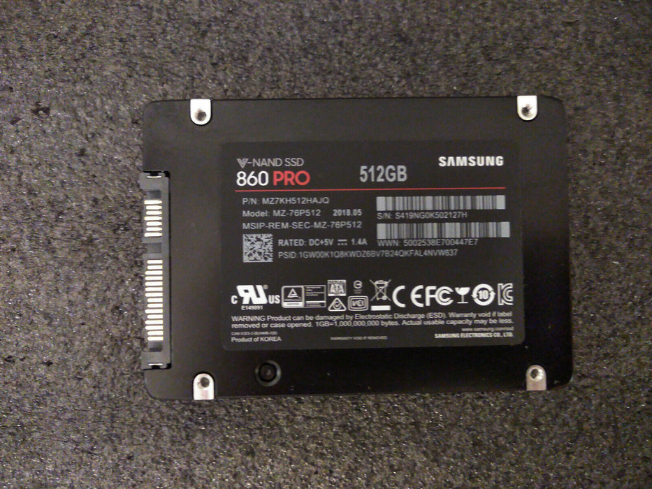 Samsung 860 Pro 512GB 6Gbps SATA III 2.5" SSD Solid State Drive (MZ-76P512E)
