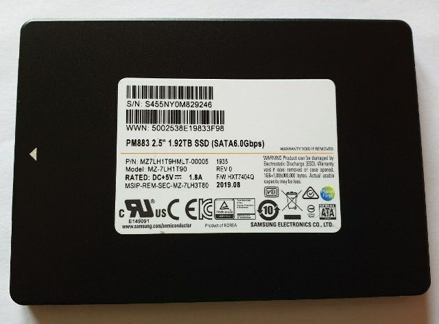 Samsung MZ-7LH1T90 PM883 1.92 Tb SATA 6Gbps 2.5inch SSD | USED