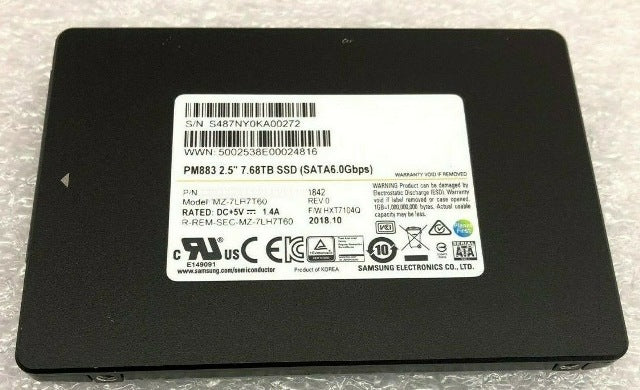 Samsung MZ-7LH7T60 PM883 7.68TB 2.5inch Sata 6Gbps Internal Ssd | USED