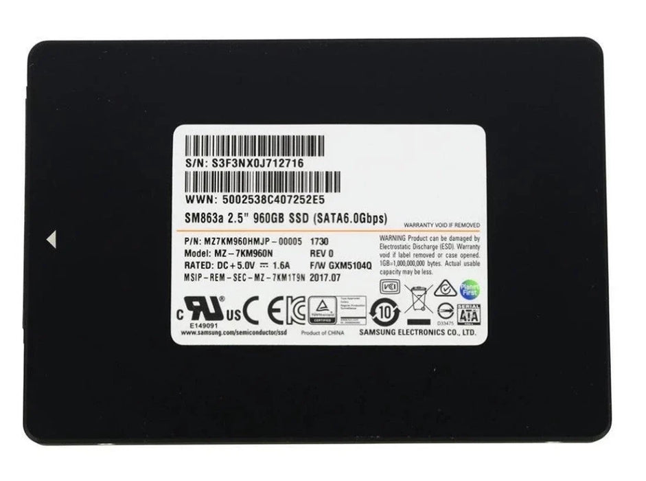 Samsung MZ7KM960HMJP SM863a 960gb Sata 6Gbps 2.5Inch Ssd | USED