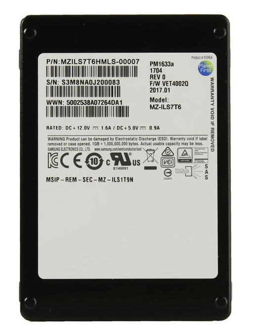 Samsung MZILS7T6HMLS-00007 PM1633a 7.68TB SAS 12Gbps 2.5Inch SSD | USED