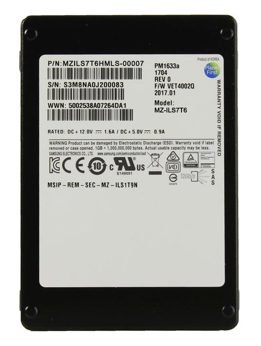Samsung MZILS7T6HMLS-00007 PM1633a 7.68TB SAS 12Gbps 2.5Inch SSD | USED