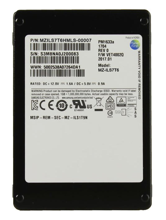 Samsung MZILS7T6HMLS-00007 PM1633a 7.68TB SAS 12Gbps 2.5Inch SSD | USED
