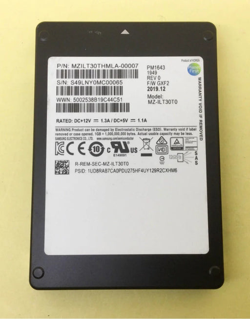 Samsung MZILT30THMLA-00007 30.72TB PM1643 SAS 12Gbs 2.5inch Ssd | USED