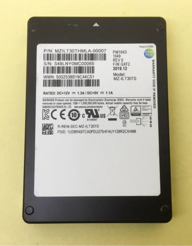 Samsung MZILT30THMLA-00007 30.72TB PM1643 SAS 12Gbs 2.5inch Ssd | USED