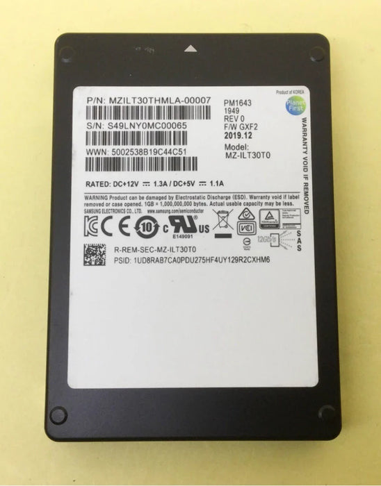 Samsung MZILT30THMLA 30.72TB PM1643 SAS 12Gbs 2.5inch Ssd | USED