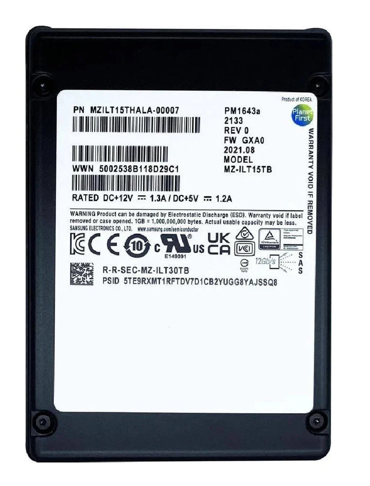 Samsung PM1643a MZ-ILT15TB SSD 15.36 TB SAS 12Gb/s | USED