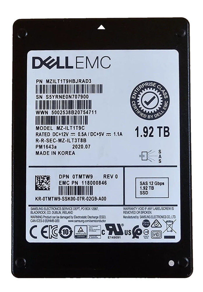 Samsung PM1643a MZ-ILT1T9C SSD 1.92 TB SAS 12Gb/s DELL OEM Brand New | USED
