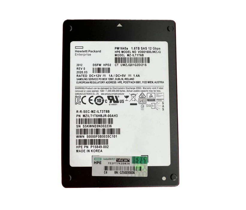 Samsung PM1645a MZ-ILT1T6B Mixed Use SSD 1.6 TB SAS 12Gb/s HPE OEM | USED