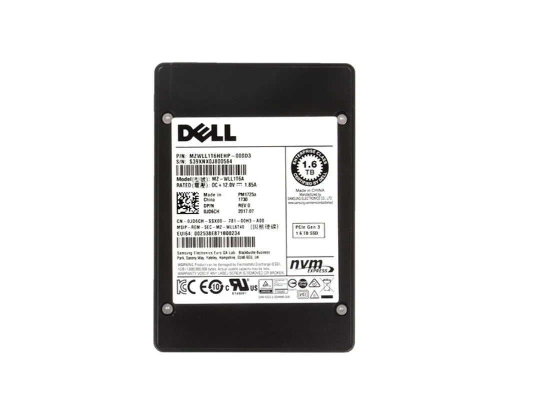 Samsung PM1725a MZWLL1T6HEHP-000D3 Mixed Use SSD 1.6 TB PCIe 3.0 X4 (NVMe) DELL OEM | USED