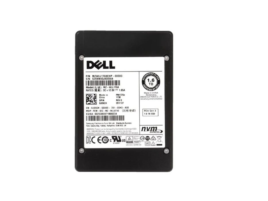 Samsung PM1725a MZWLL1T6HEHP-000D3 Mixed Use SSD 1.6 TB PCIe 3.0 X4 (NVMe) DELL OEM | USED