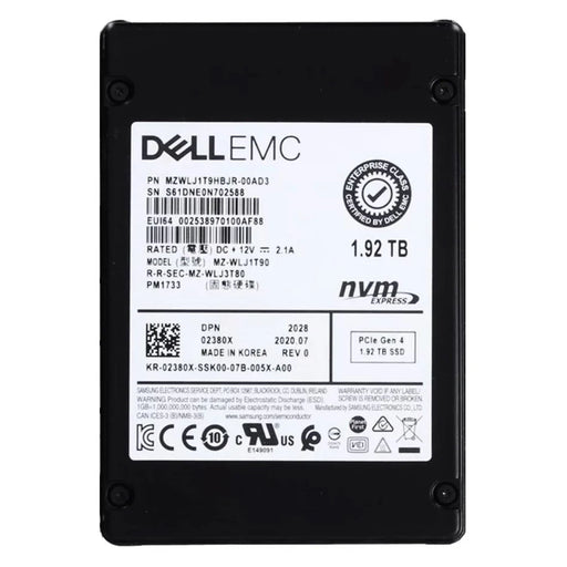 Samsung PM1733 MZ-WLJ1T90 SSD 1.92 TB Pci Express 4.0 X4 (NVMe) DELL OEM | USED