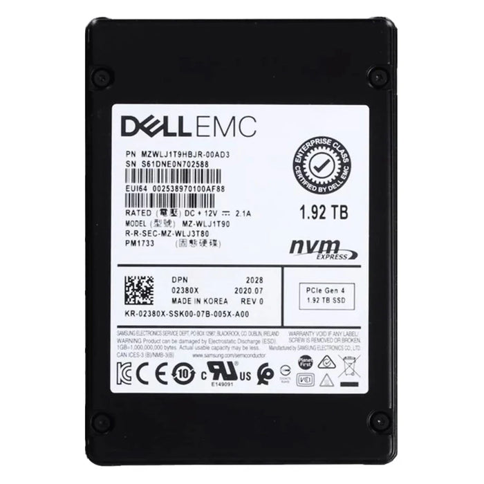 Samsung PM1733 MZ-WLJ1T90 SSD 1.92 TB Pci Express 4.0 X4 (NVMe) DELL OEM | USED