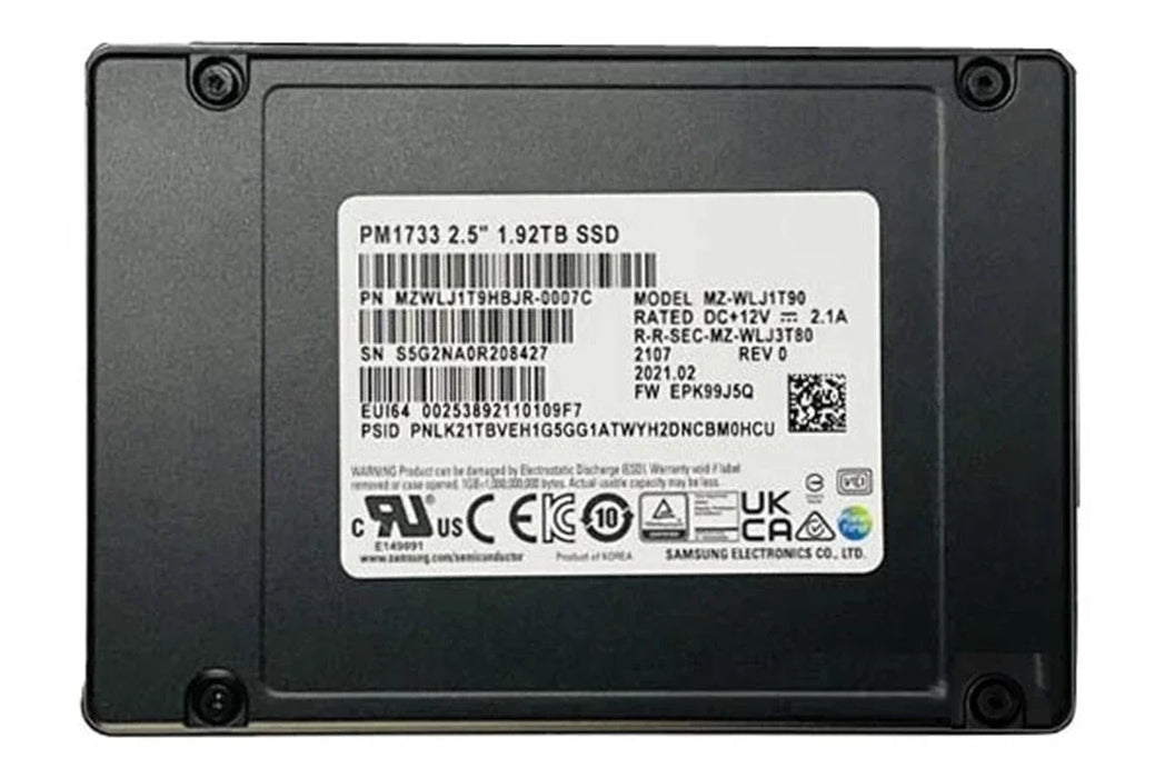Samsung PM1733 MZWLJ1T9HBJR-0007C SSD 1.92 TB Pci Express 4.0 x4 (NVMe) Brand New | USED