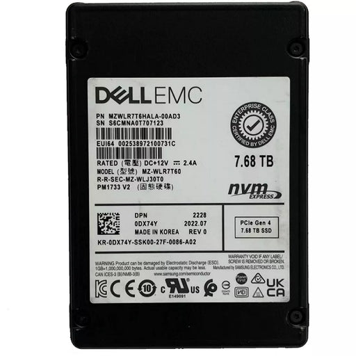 Samsung PM1733 MZWLR7T6HALA-00AD3 SSD 7.68 TB Pci Express 4.0 X4 (NVMe) DELL OEM Brand New | USED