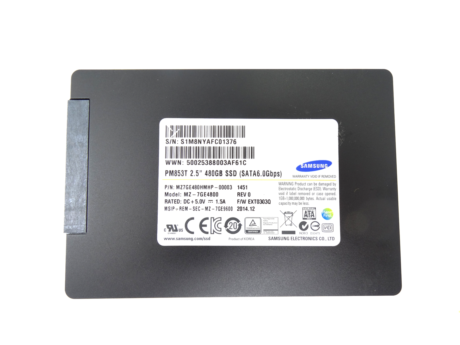 Samsung PM853T 480GB 6Gb/s TLC SATA 2.5'' SSD Solid State Drive (MZ-7GE4800)