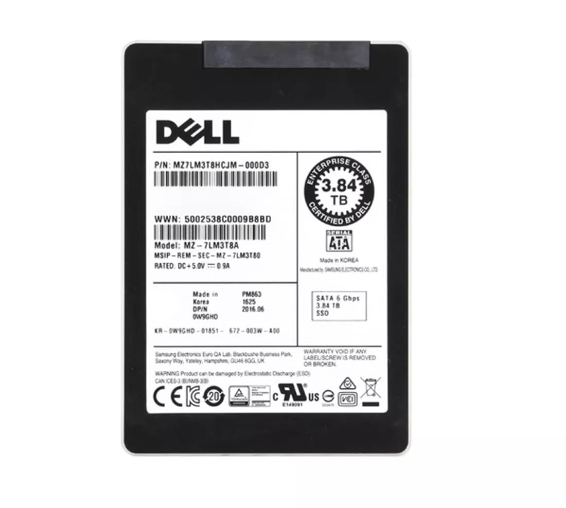 Samsung PM863 MZ7LM3T8HCJM-000D3 Read Intensive SSD 3.84 TB SATA 6Gb/s DELL OEM | USED