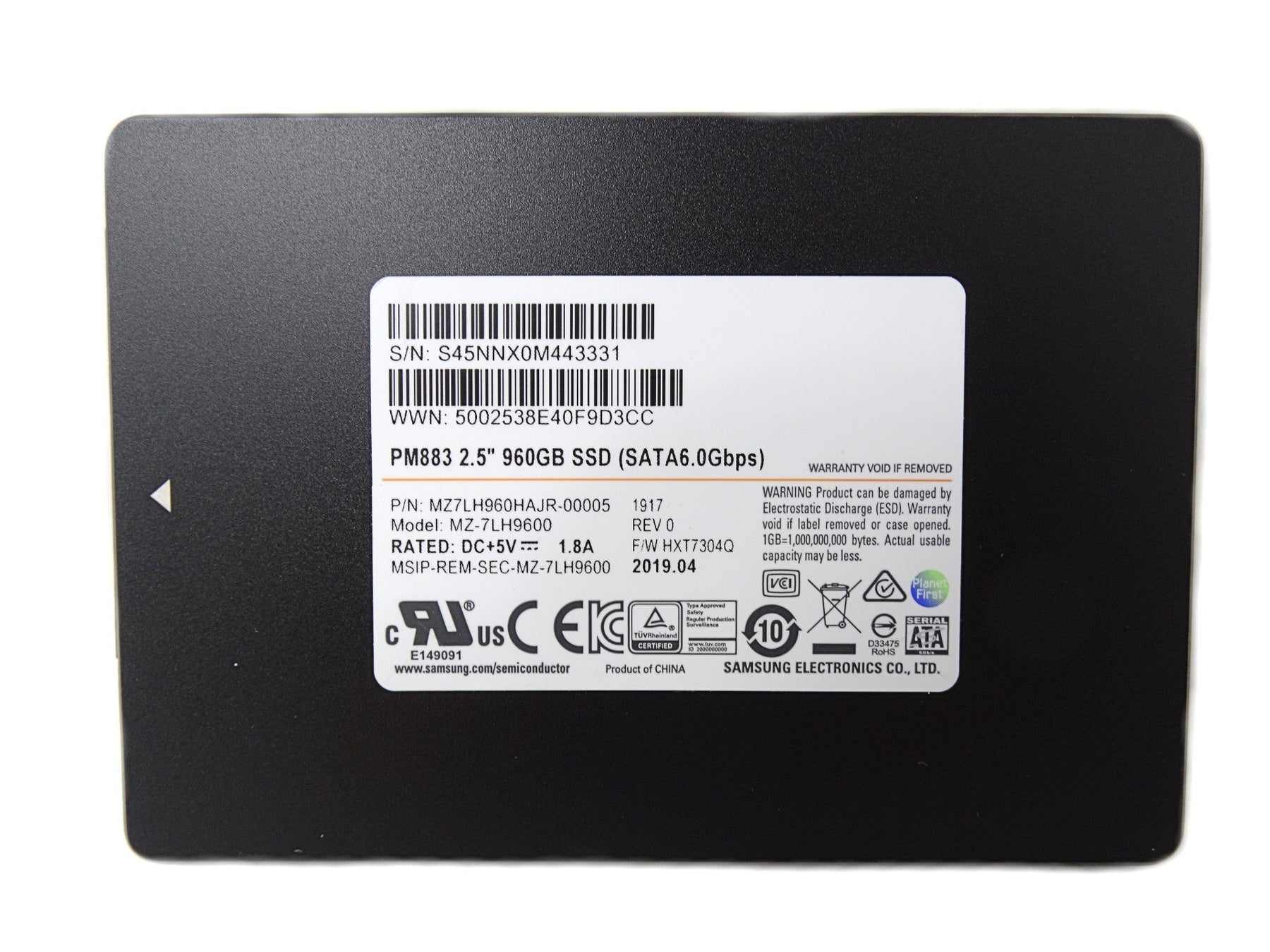 Samsung PM883 960GB 6Gbps SATA 2.5'' Solid State Drive MZ-7LH9600 SSD (MZ7LH960HAJR-000AZ)