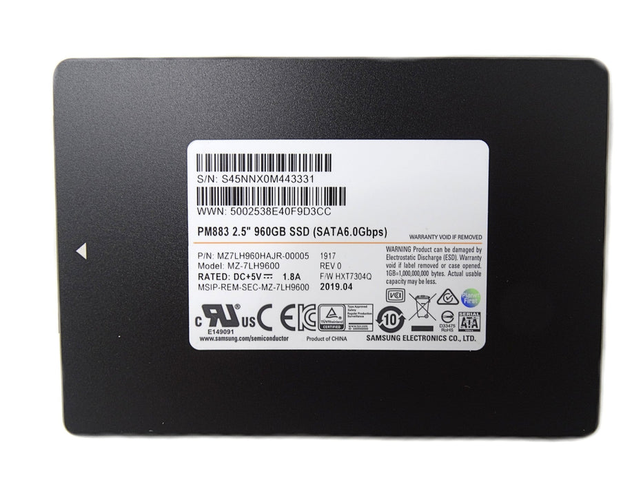 Samsung PM883 960GB 6Gbps SATA 2.5'' Solid State Drive MZ-7LH9600 SSD (MZ7LH960HAJR-000AZ)