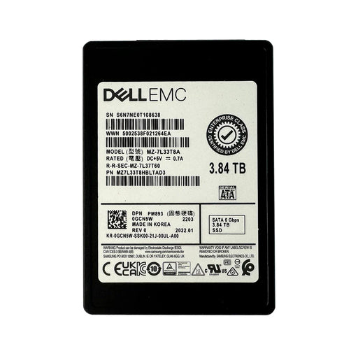 Samsung PM893 MZ7L33T8HBLTAD3 Read Intensive SSD 3.84 TB SATA 6Gb/s DELL OEM | USED