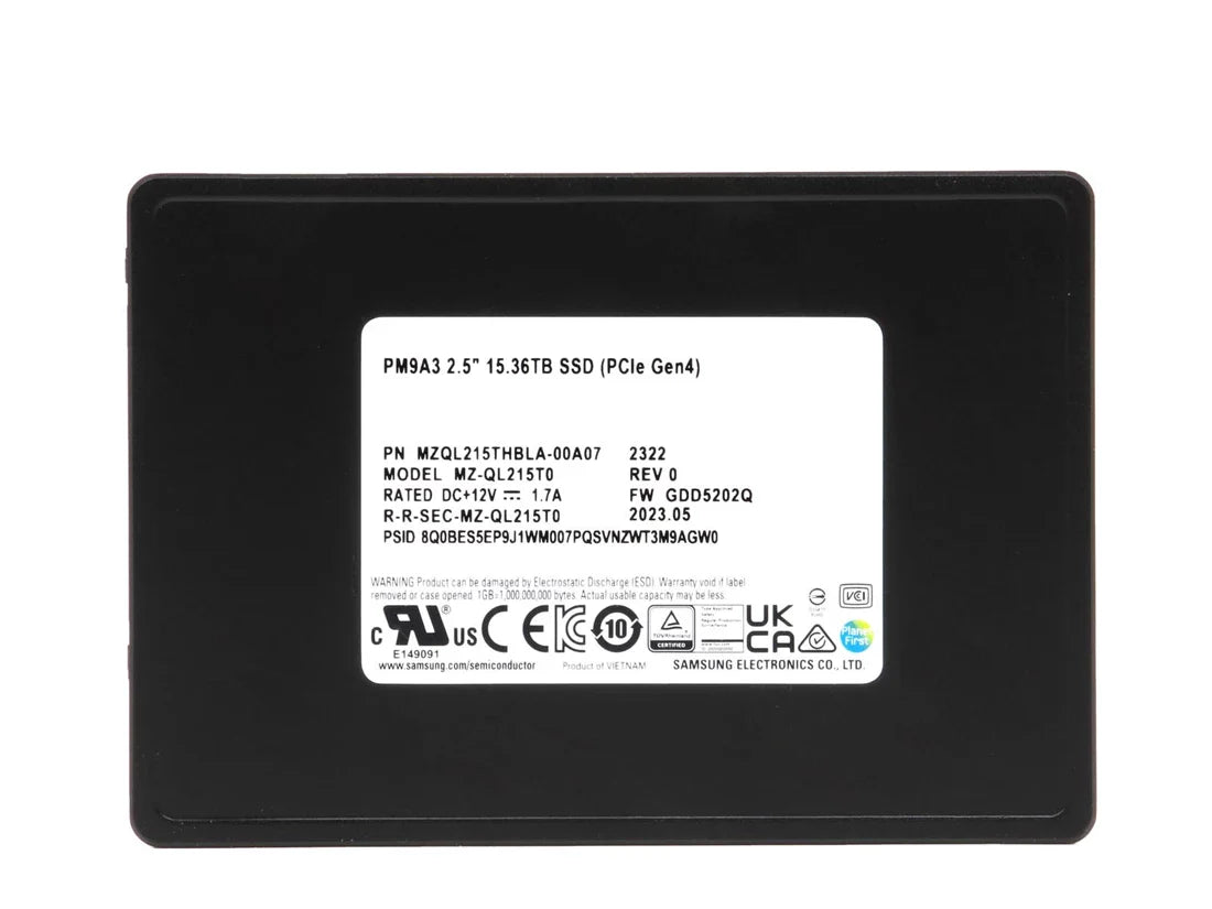 Samsung PM9A3 MZ-QL215T0 SSD 15.36 TB Pci Express 4.0 X4 (NVMe) Brand New | USED