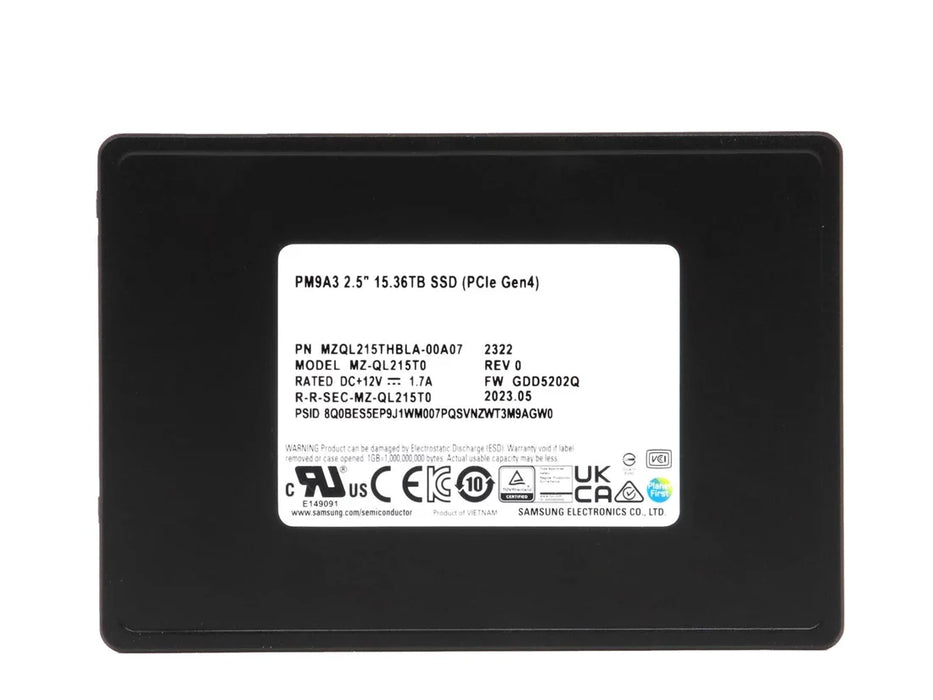Samsung PM9A3 MZ-QL215T0 SSD 15.36 TB Pci Express 4.0 X4 (NVMe) Brand New | USED