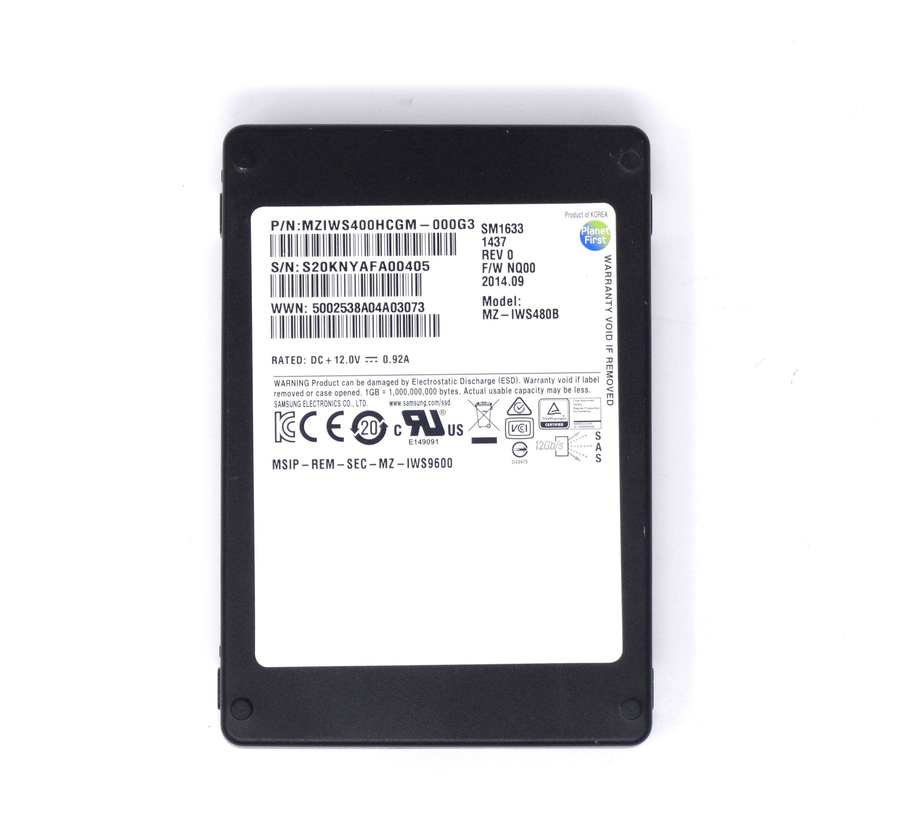 Samsung SM1633 Series 400GB SAS 2.5" Solid State Drive (MSIP-REM-SEC-MZ-IWS9600)