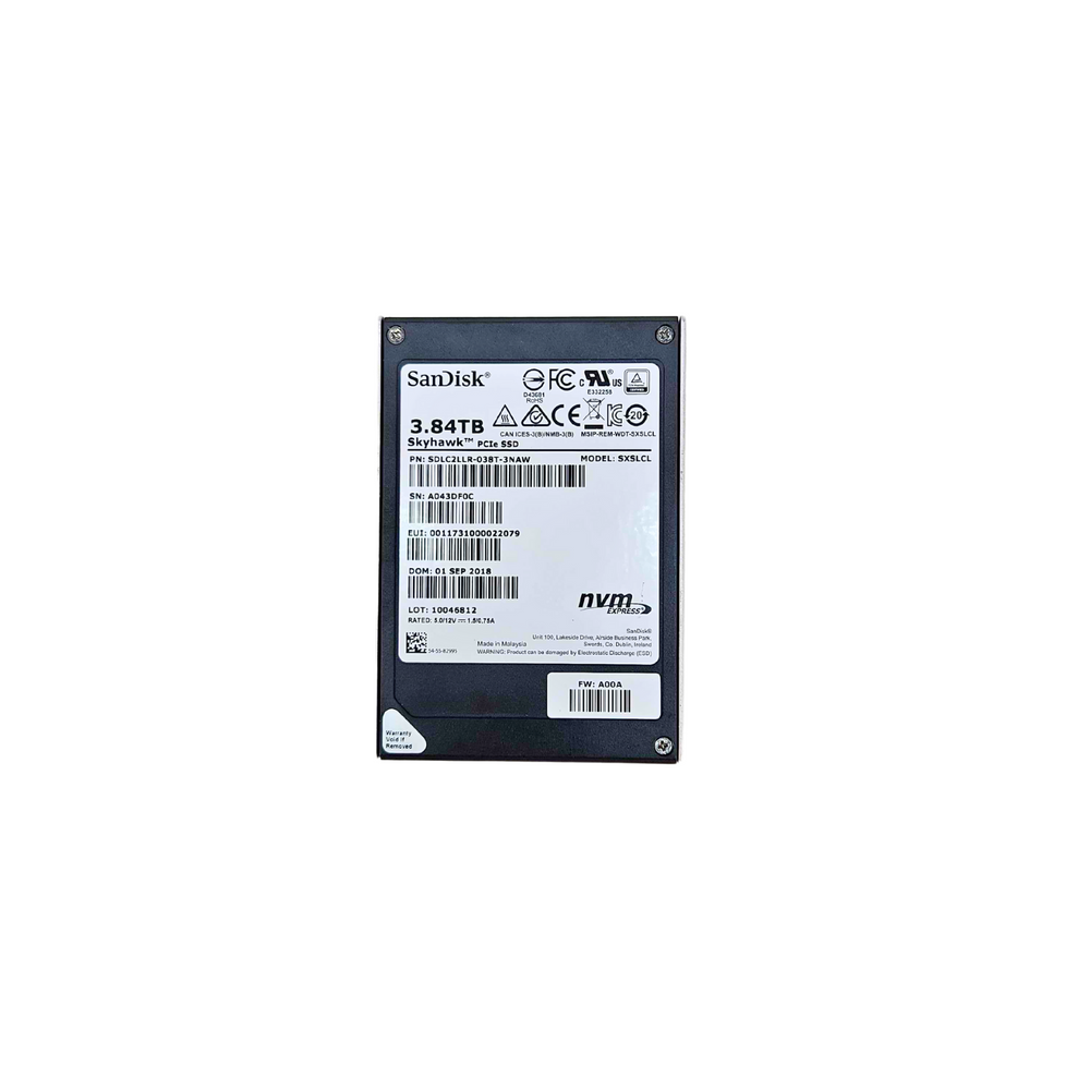 SanDisk 3.84TB NVMe U.2 PCIe Gen 3.0 x4 RI SFF 2.5" SSD Skyhawk Series SXSLCL SDLC2LLR-038T-3NAW SDLC2LLR-038T-3NAW