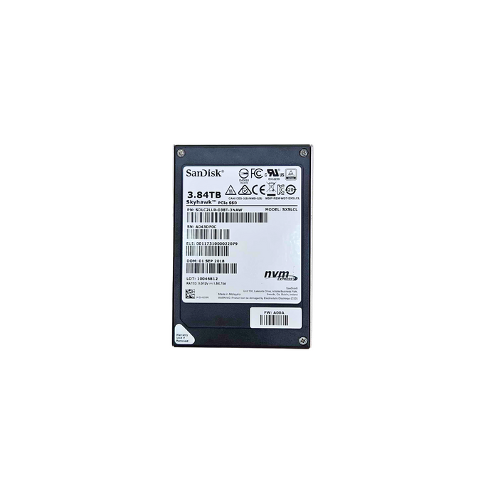SanDisk 3.84TB NVMe U.2 PCIe Gen 3.0 x4 RI SFF 2.5" SSD Skyhawk Series SXSLCL SDLC2LLR-038T-3NAW SDLC2LLR-038T-3NAW