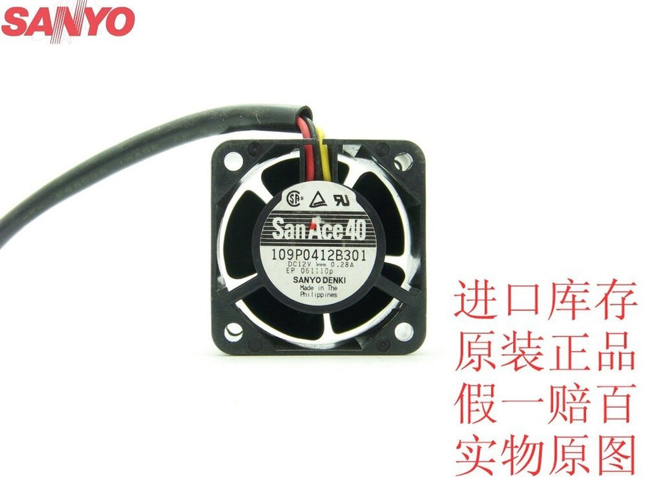 Sanyo Denki 109P0412B301 40x40x28mm 12V DC 0.28A Axial Cooling Fan