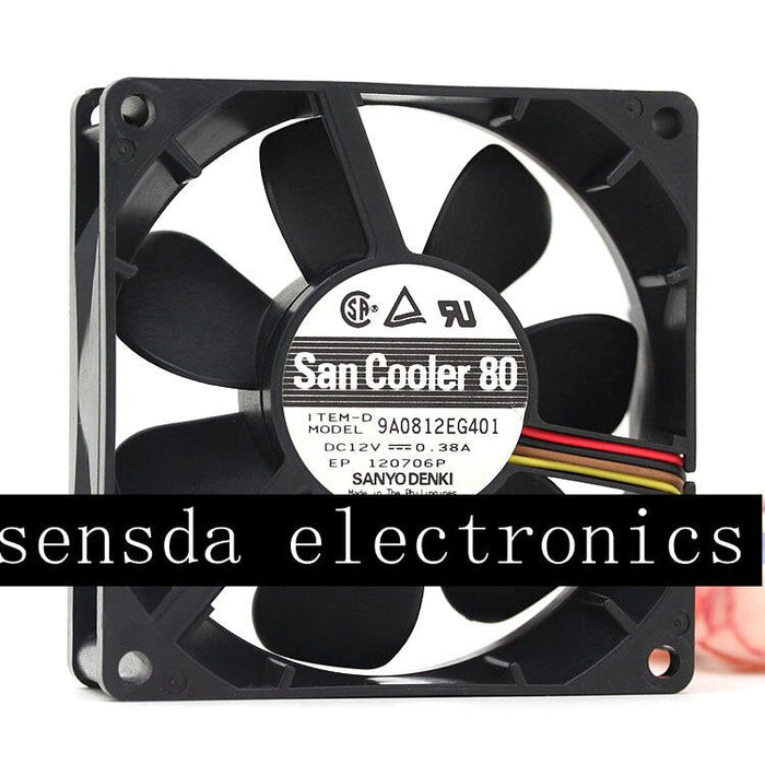 Sanyo Denki 9A0812EG401 80x80x25mm 12V DC 0.38A Axial Cooling Fan