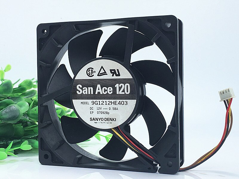 Sanyo Denki 9G1212HE403 120x120x25mm 12V DC 0.58A Axial Cooling Fan