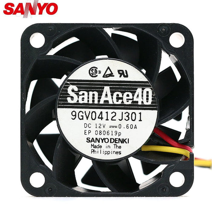 Sanyo Denki 9GV0412J301 40x40x28mm 12V DC 0.6A 3-Wire Axial Cooling Fan