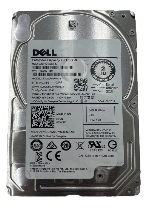 Seagate 1VD200-150 2TB 7.2K SAS-12Gb/s 2.5inch HDD Dell OEM | USED
