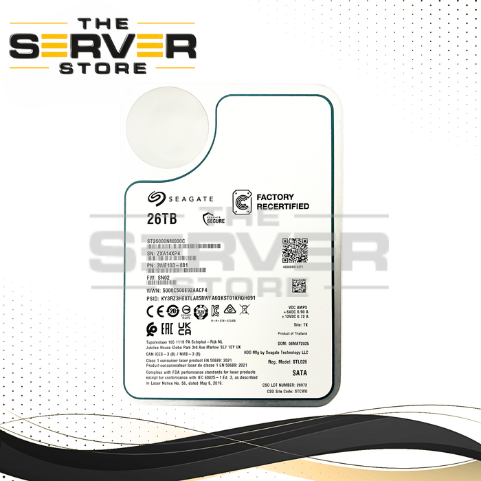Seagate 26TB SATA 6G 7.2K RPM CMR 3.5" HDD Exos Enterprise STL026 ST26000NM000C